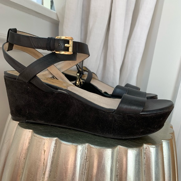 black leather flatforms